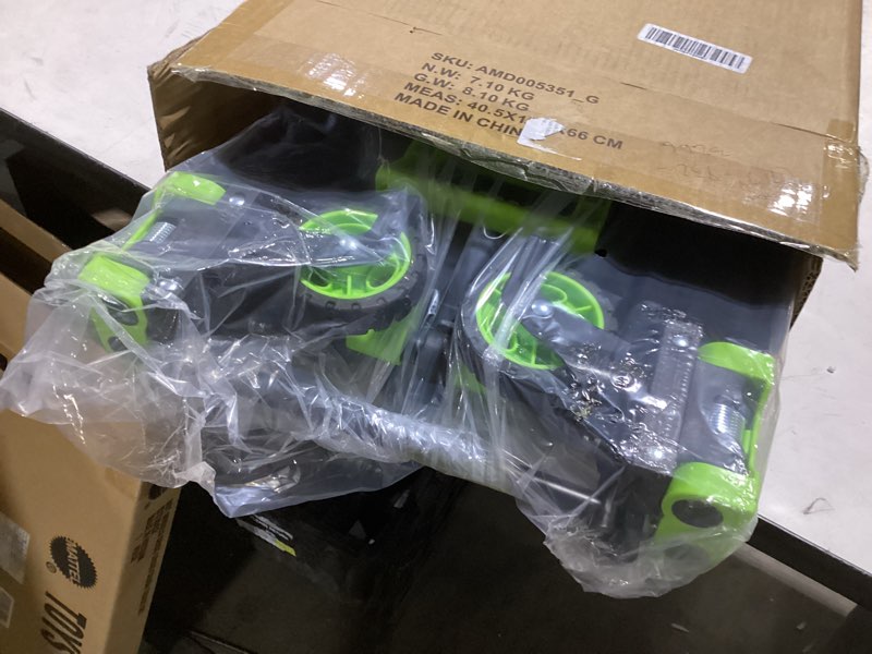 Condition photo showing New/Like New for 2-in-1 Folding Hand Truck Dolly 330LB Load Carrying, Hand Truck Foldable Dolly with Retractable Handle and 4 Rubber Wheels, Portable Folding Hand Cart for Moving/Travel/Office(Green)