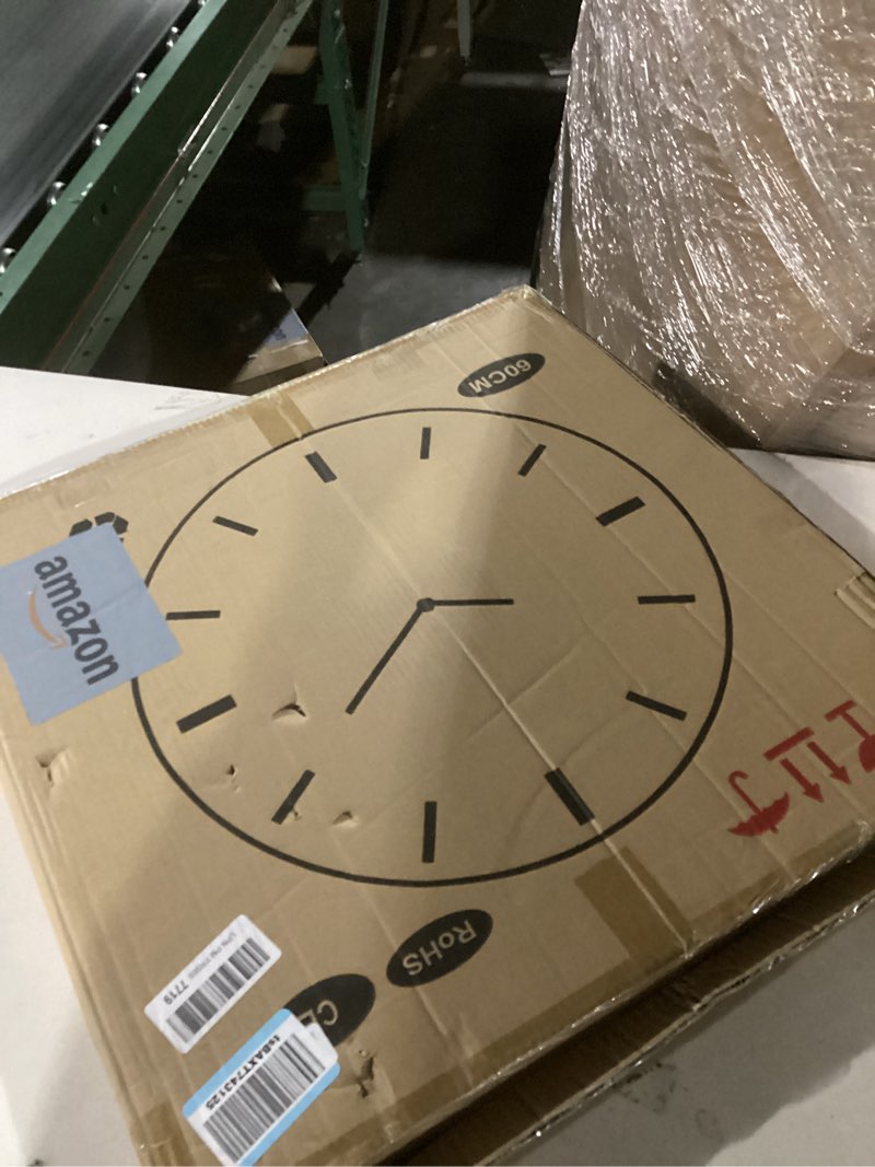 Condition photo showing New/Like New for large wall clock for living room decor?24 inch blue round wood clock for bedroom,coastal vintage rustic clock for farmhouse kitchen