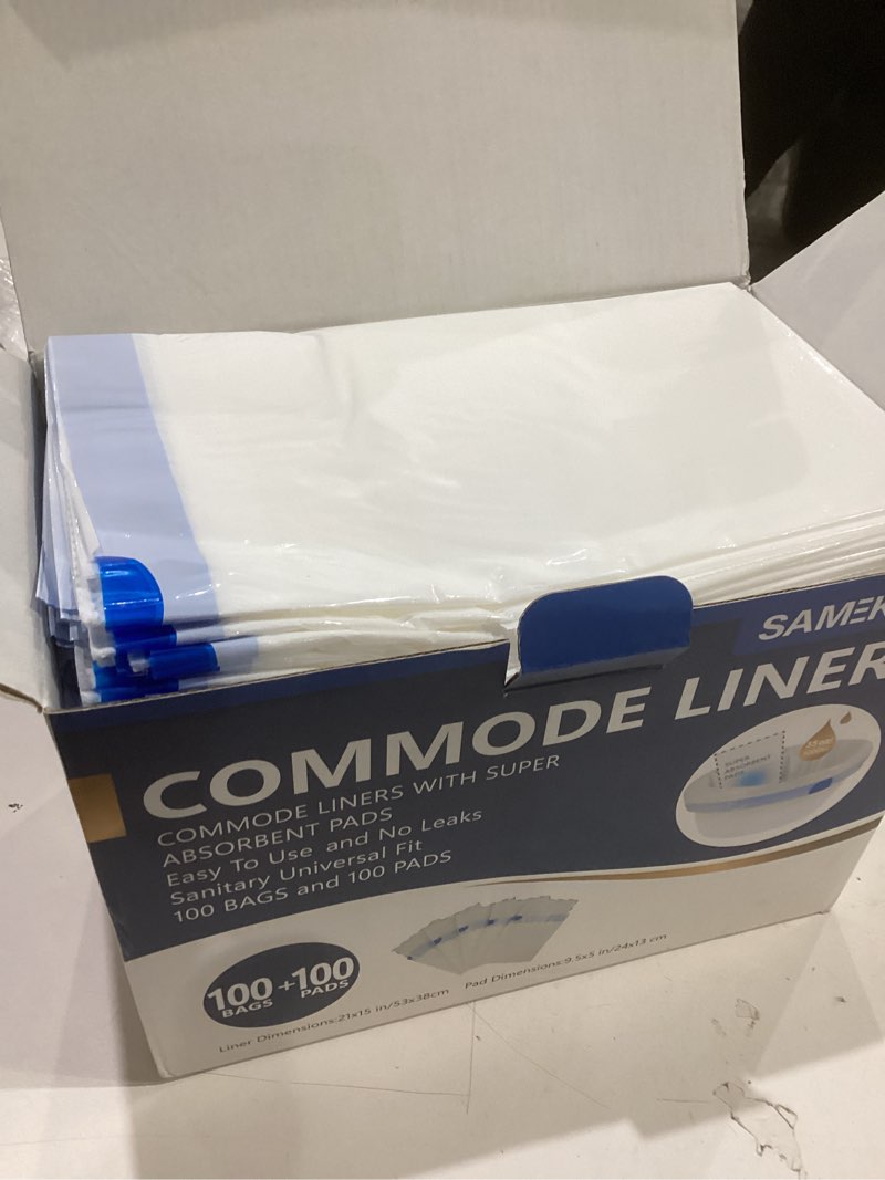 Condition photo showing Good Condition for Commode Liners with Absorbent Pads | 100Bags+100Pads for Bedside Toilet Chair Bucket | Universal Fit | Bedside Commode Liners and Pads(100Bags + 100Pads) 1 Count (Pack of 100)