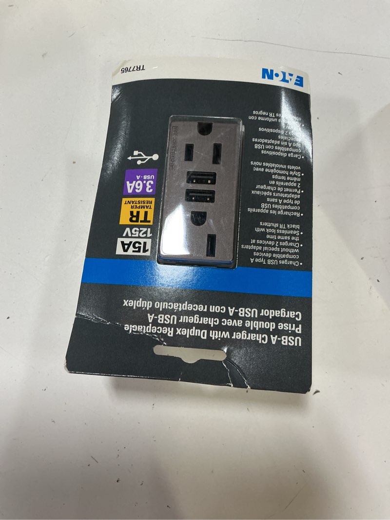 Condition photo showing New/Like New for eaton 15-amp 125-volt tamper resistant residential/commercial decorator usb outlet dual type a, oil rubbed bronze