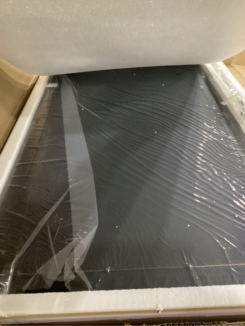 Condition photo showing New/Like New for COGOOD Farmhouse Barn Door Mirror - 41" x 26" Rustic Wood Framed Wall Mirror for Bathroom, Living Room, Entryway Wall Decor (Black) Black 26"L x 41"W