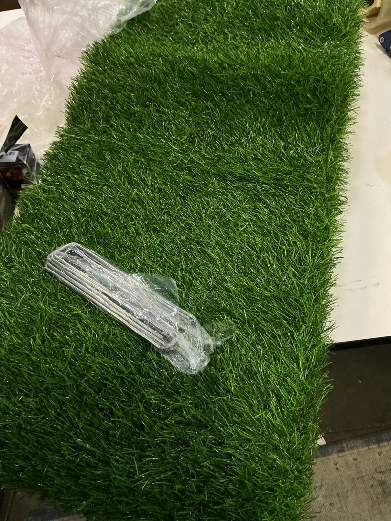 Condition photo showing Good Condition for artificial grass synthetic thick fake grass rug 3 ft x 5 ft, freadem dog artificial turf grass mat with drainage, for outdoor lawn, garden, patio, landscape, balcony, pet mat, 1.38" pile height