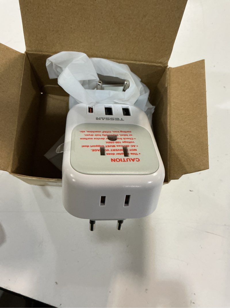 Condition photo showing Good Condition for 2 pack european plug adapter usb c, tessan us to europe adapter 4 outlets 3 usb charger, type c international power adaptor to italy spain france portugal iceland germany, europe travel essentials type c-most of europe