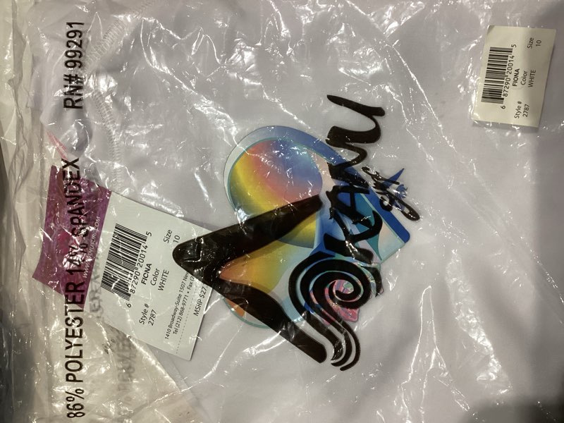 Condition photo showing Good Condition for Kanu Surf Girls Jade Rash Guard UPF 50+ Sun Protection Short Sleeve Swim Shirt 10 Fiona White