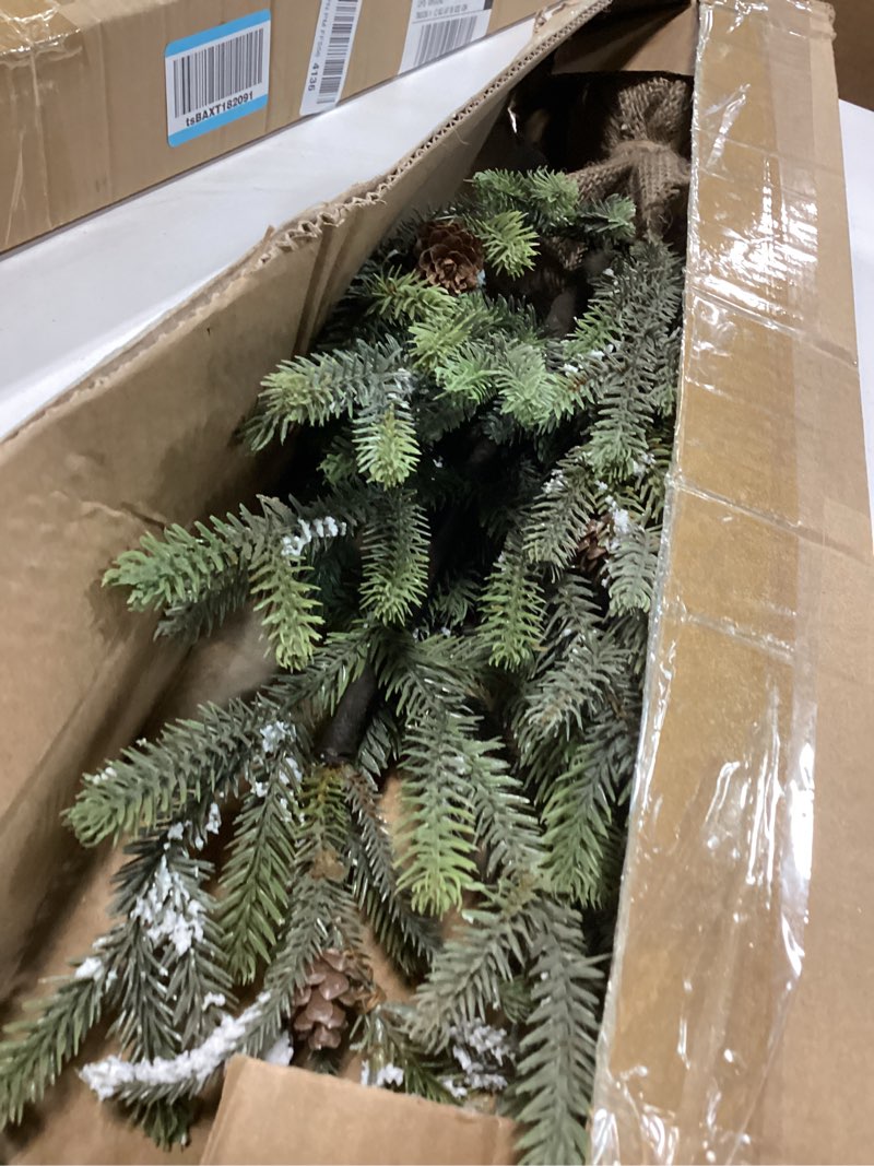 Condition photo showing As Is for 22" Mini Christmas Tree, Small Artificial Tabletop Snow Flocked Christmas Trees Decor with Lights, Outdoor Indoor Porch Table Centerpieces Xmas Christmas Decorations Light Green