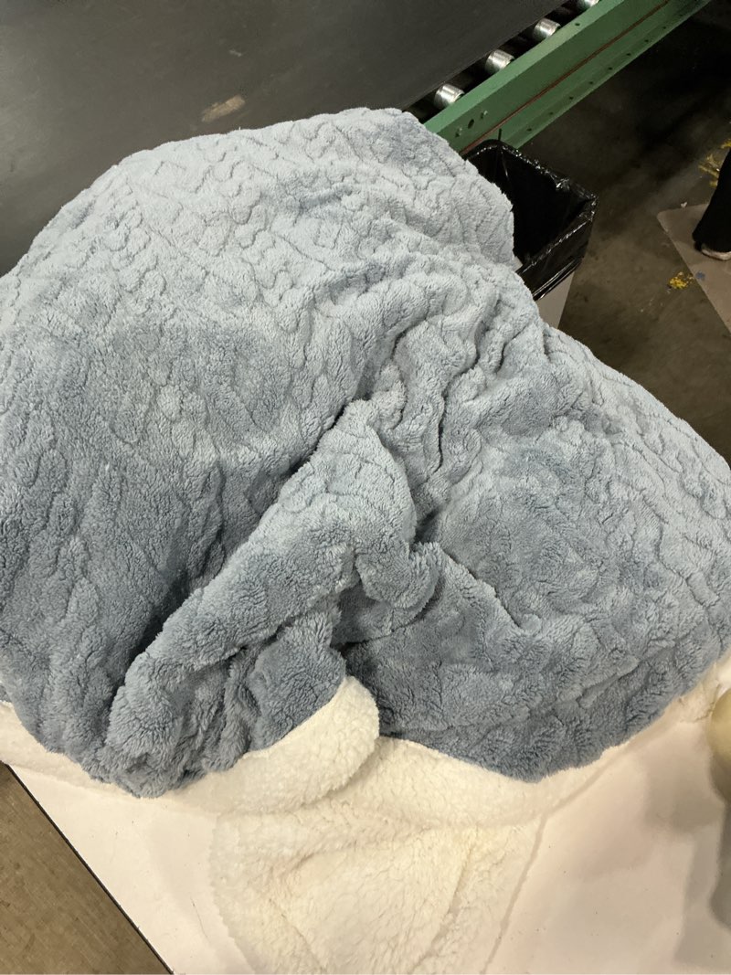 Condition photo showing As Is for heated blanket queen size 84"x90" blue - soft thick warm sherpa electric blanket for winter with dual control, 5 fast heating levels & 10hrs auto off for women, overheat protection for bed 4-blue queen 84"x90"