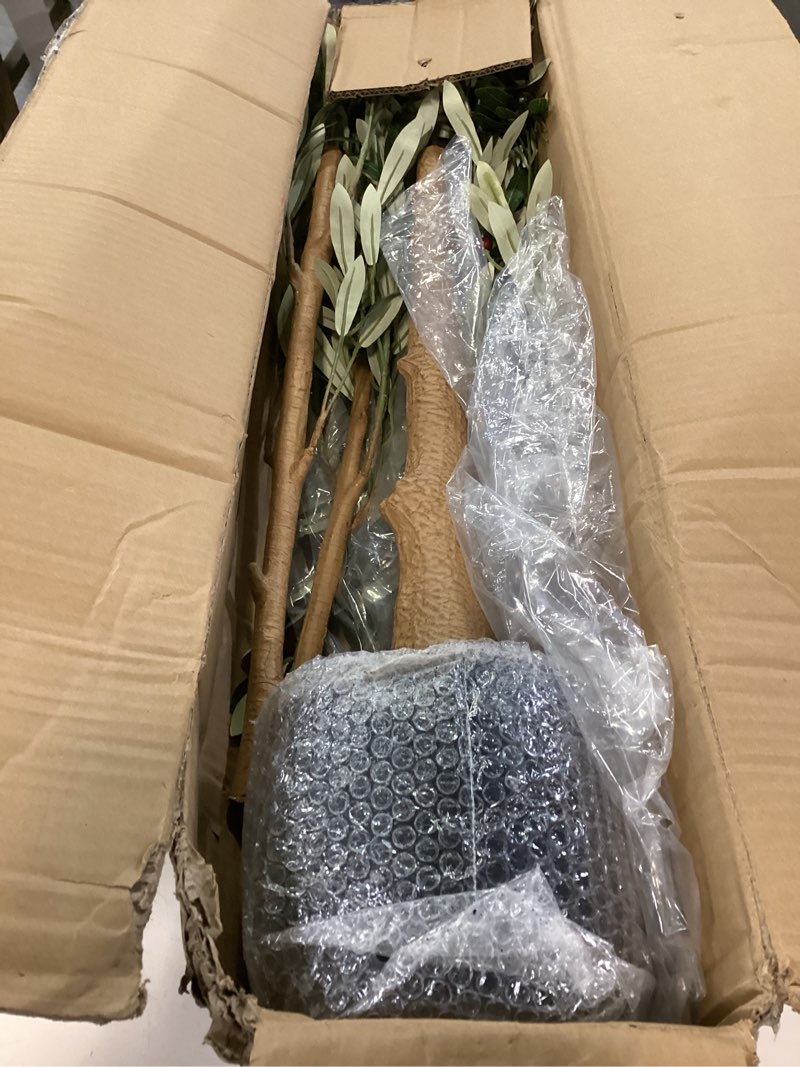 Condition photo showing Good Condition for Tall Faux Olive Tree?6Ft(72in) Realistic Texture Potted Silk Artificial Olive Tree? Fake Olive Trees Indoor Outdoor for Home Office Living Room Bedroom Foyer Porch Decor. 1 6ft