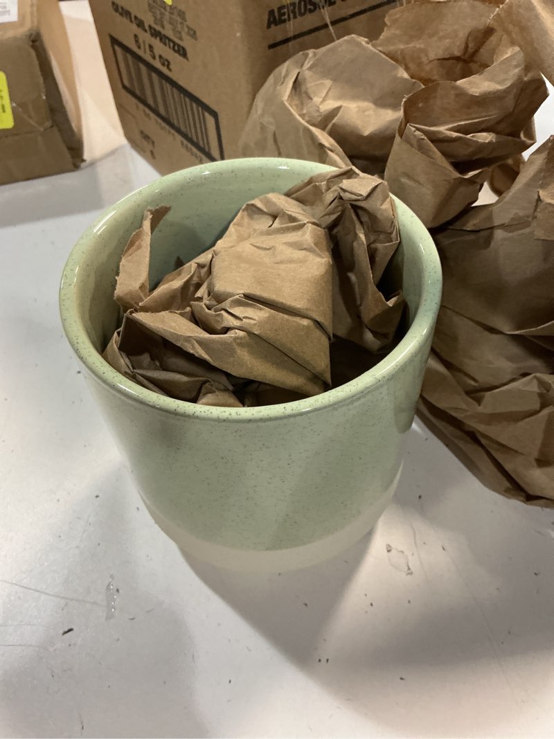 Condition photo showing Good Condition for two tone green ceramic footed planter