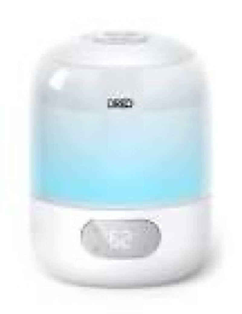 dreo cool mist humidifiers for baby, 3l top fill, 26db quite, ambient indicator light for nursery, less refill, indoor ice white