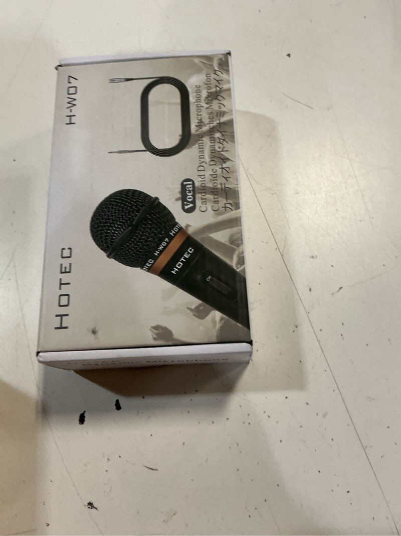 Condition photo showing New/Like New for hotec premium vocal dynamic handheld microphone with 19ft detachable xlr cable and on/off switch (metal black) (h-w07)