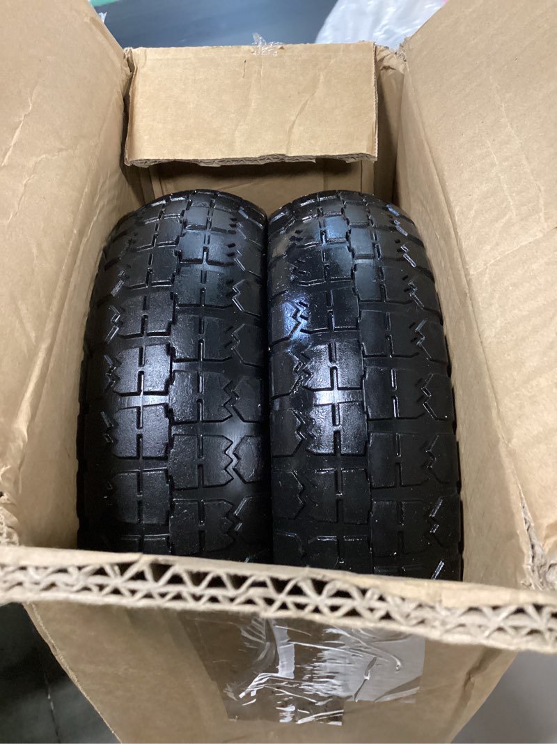 Condition photo showing Good Condition for asdfght 13" flat free wheels for gorilla cart, wheelbarrow, garden cart, trolleys, hand trucks & yard trailers replacement wheels - 5/8" bearings with 2.1" offset hub, solid tires, 2-pack set 13in-5/8in