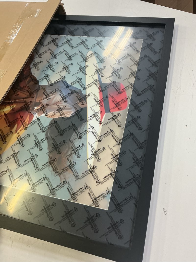 Condition photo showing Good Condition for skaotus 20x20 picture frame black solid wood for black mat 16x16 wall mounting square poster frames 20x20 inch