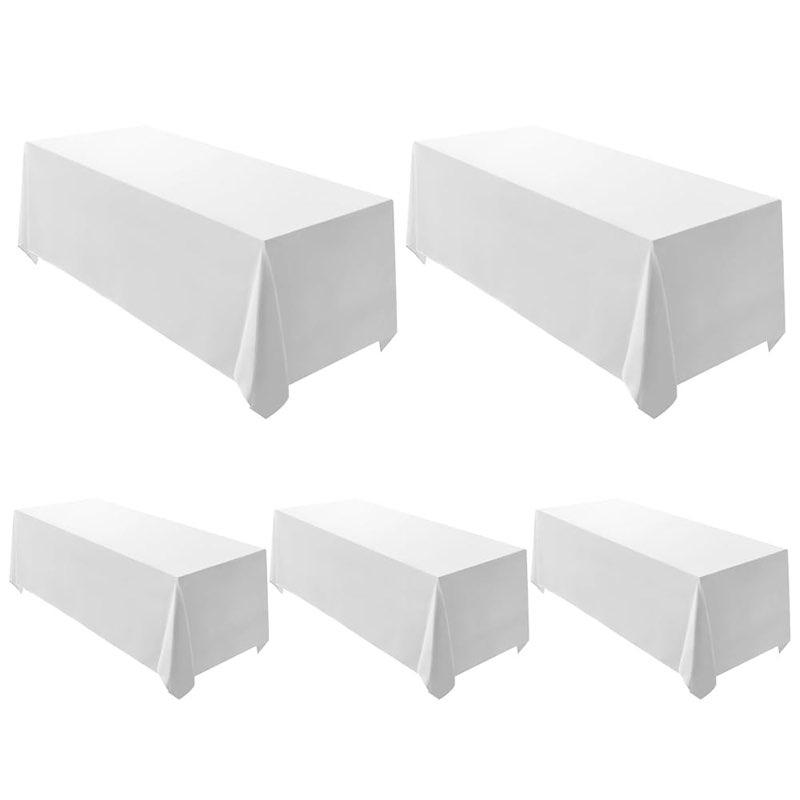 5 Pack White Rectangle Tablecloth 90 x 156-inch Rectangular