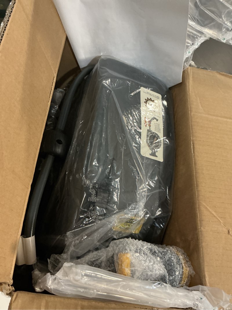 Condition photo showing New/Like New for retractable garden hose reel 1/2 in x 65 ft, 2025 upgraded dual ratchet lock uv & freeze protection brass seal slow retraction anti-tangle hose 180°swivel reinforced scaffold wall mount 1/2" 65ft dark gray