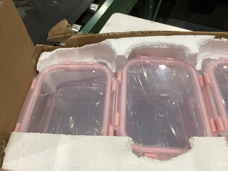 Condition photo showing Good Condition for gulflin glass meal prep containers 12-pack, 22oz glass food storage containers with lids, air-tight, leak-resistant, freezer to microwave safe-pink set 22oz,same size - 12 pack,pink set