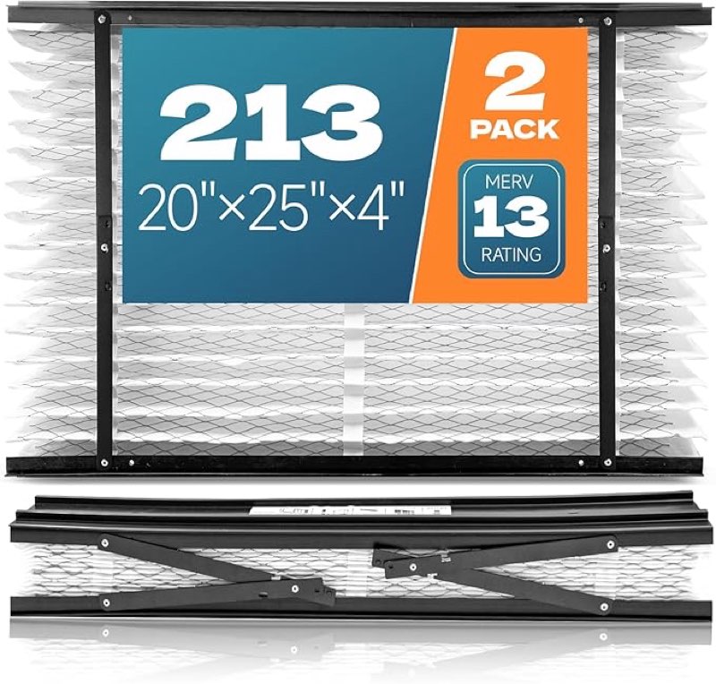 (Similar to stock photo) 2-Pack 213 Replacement Filter Compatible with AprilAire Whole House Air Purifiers, Models 1210, 1620, 2210, 2216, 3210, 4200, MERV 13 Air Purifiers, Size: 20x25x4(Actual Size 20.66''x25.19\"x4) DENGESON W-L41320250828