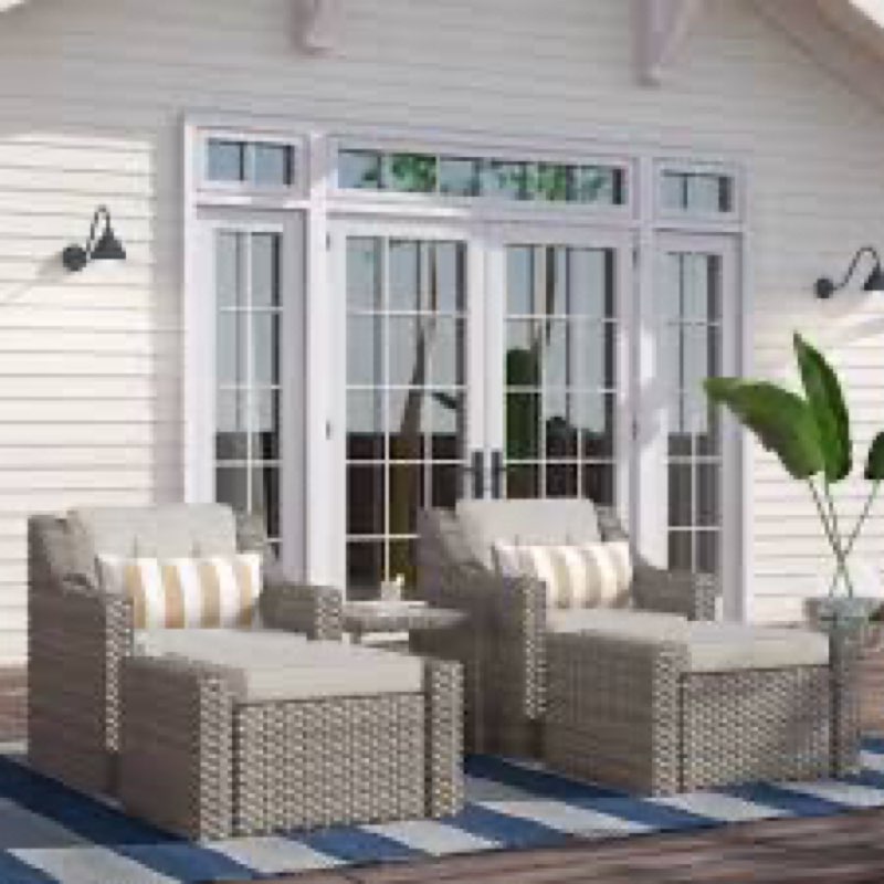 ((( incomplete box 1of 2 ))) Finnley 2 Person Seating Patio Conversation Sets With Ottoman