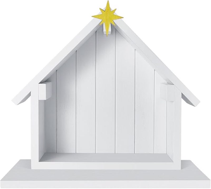 taiyin wooden nativity creche wood nativity scene manger village christmas stable creche backdrop accessory for indoor christmas holy family tabletop decoration, 13.5 × 12.5 inch(white)