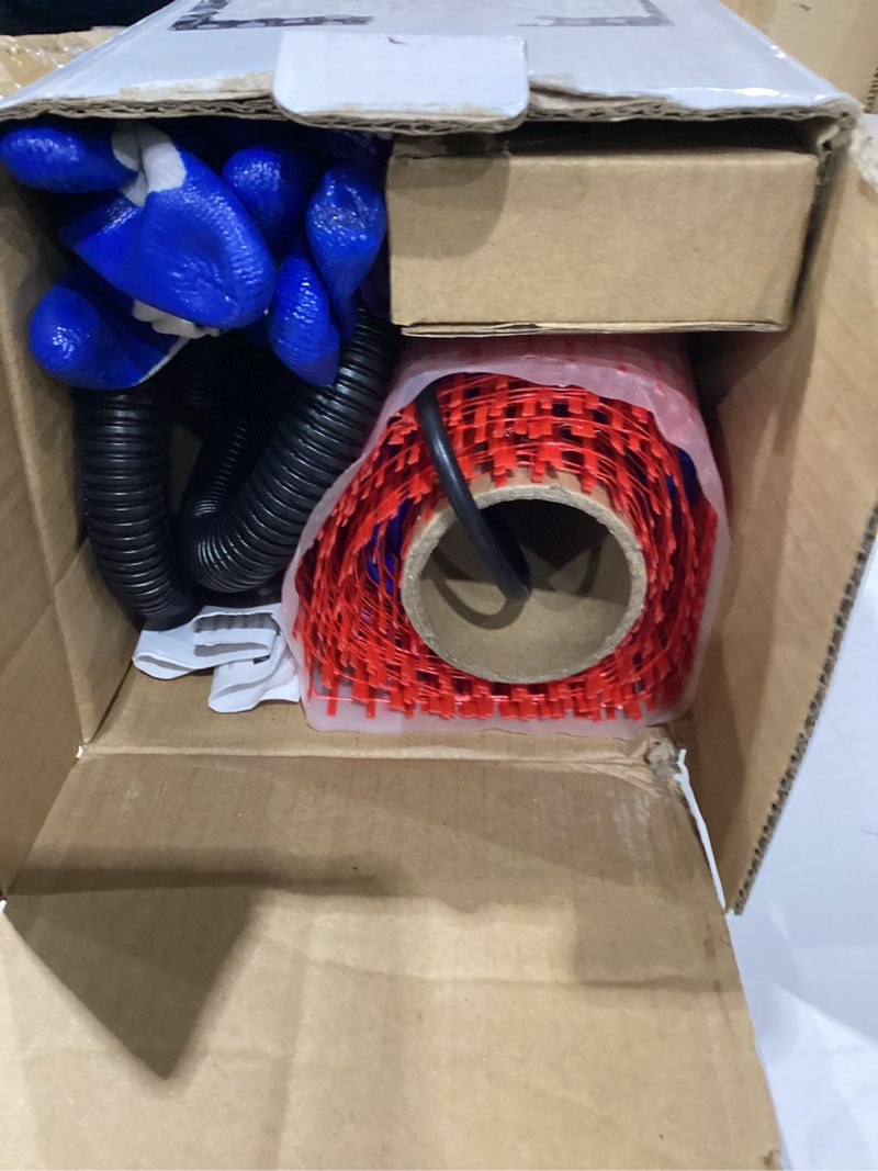 Condition photo showing Good Condition for luxheat 40sqft electric radiant floor heating system - 120v underfloor heating system - includes udg4 programmable thermostat w/gfci, heat cable, uncoupling membrane for under tile, sensor & alarm 120 volts 40 sqft