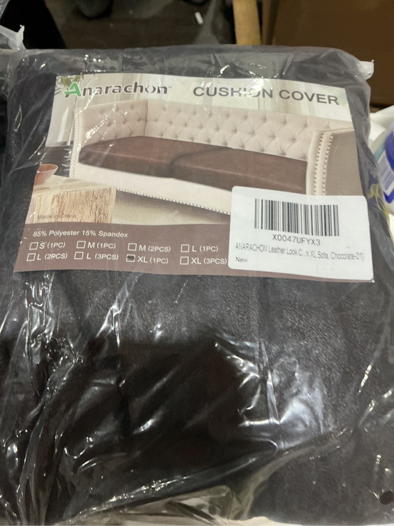 Condition photo showing Good Condition for Leather Look Couch Cushion Covers Sofa Seat Slipcovers Sets Couches Furniture Protector for Sectional Armchair Loveseat Pets Kids Stretch Spandex Fabric (3 T-Cushion Sofa, Dark Grey) 3 T-Cushion Sofa Dark Grey