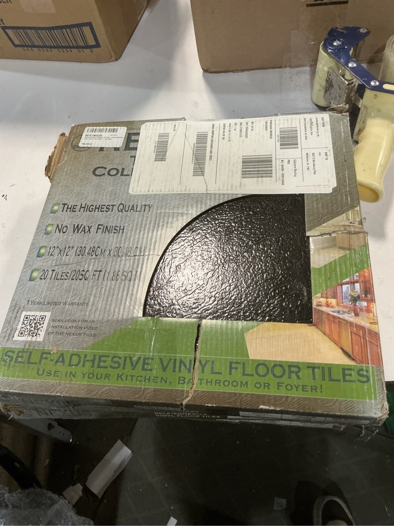 Condition photo showing New/Like New for Nexus Self Adhesive 12-Inch Vinyl Floor Tiles, 20 Tiles - 12" x 12", Carrera Marble Slate Pattern - Peel & Stick, DIY Flooring for Kitchen, Dining Room, Bedrooms & Bathrooms by Achim Home Decor Carrera Marble Marble look