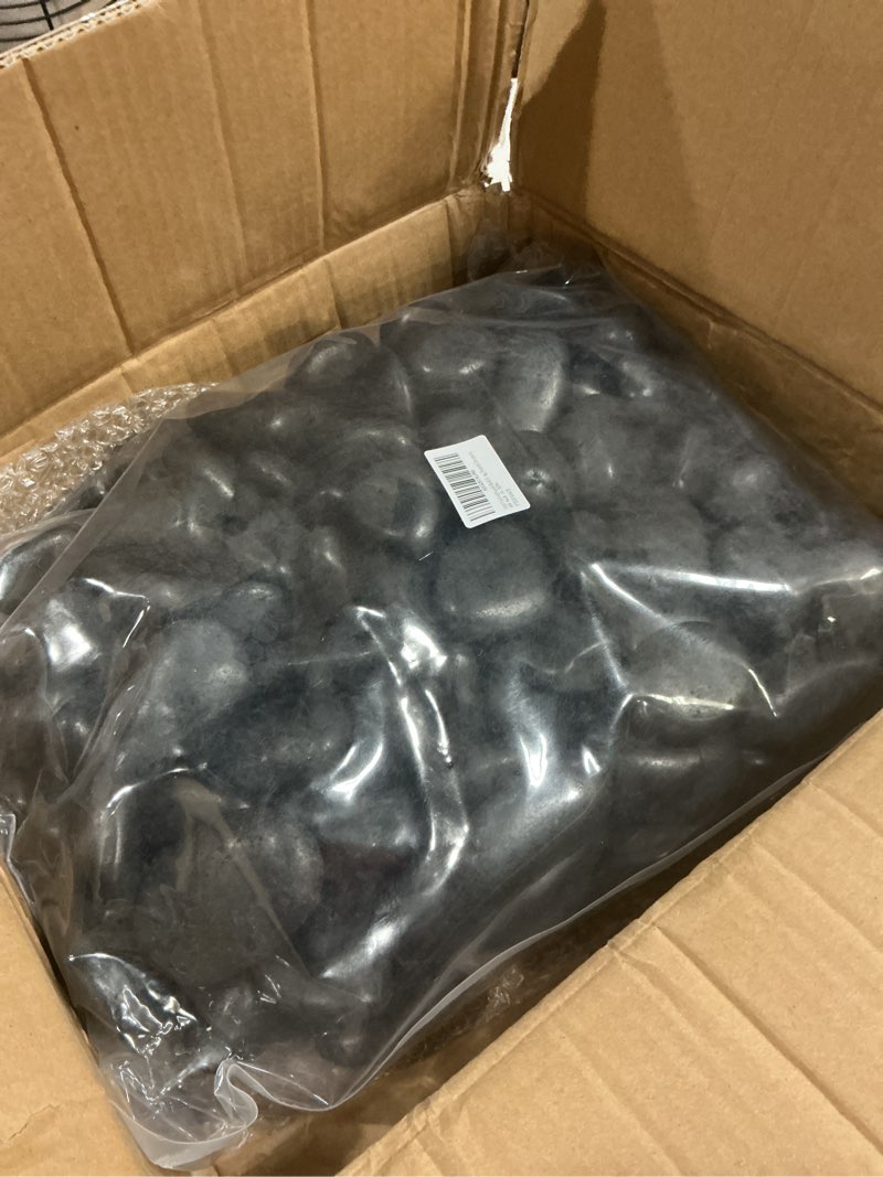 Condition photo showing New/Like New for fantian 40 pounds black natural river pebbles – 2-3 inch decorative black ornamental river pebbles for garden landscaping, home décor, outdoor paving, fountain decoration 40.0 pounds 2-3inch