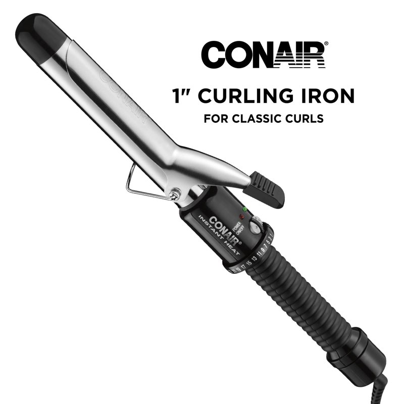 Conair Instant Heat 1 1/4-Inch Curling Iron, 1 ¼ inch barrel produces loose curls – for use on medium and long hair Black 1 1/4-Inch