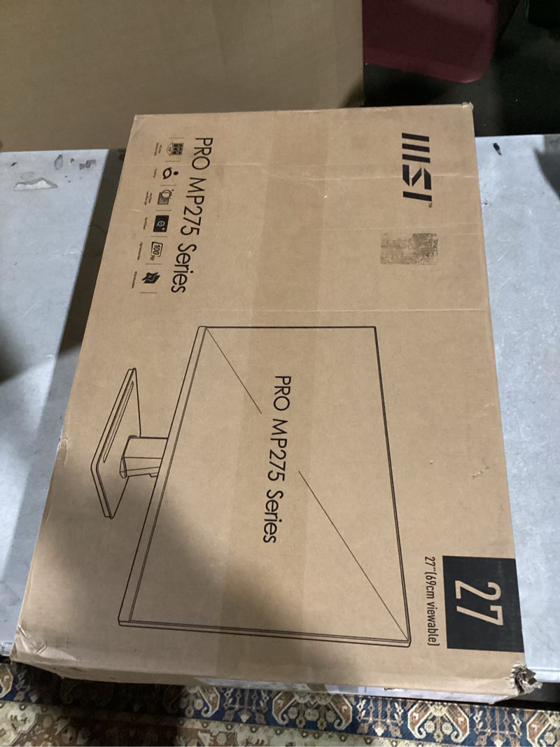 Condition photo showing Good Condition for msi PRO MP275 E2 27-inch IPS 1920 x 1080 (FHD) Gaming Office Monitor, 120Hz, Free-Synch, HDMI, DisplayPort, VGA Port, VESA Mountable, Tilt, Speaker, 4-Side Slim Bezel 1ms, Black