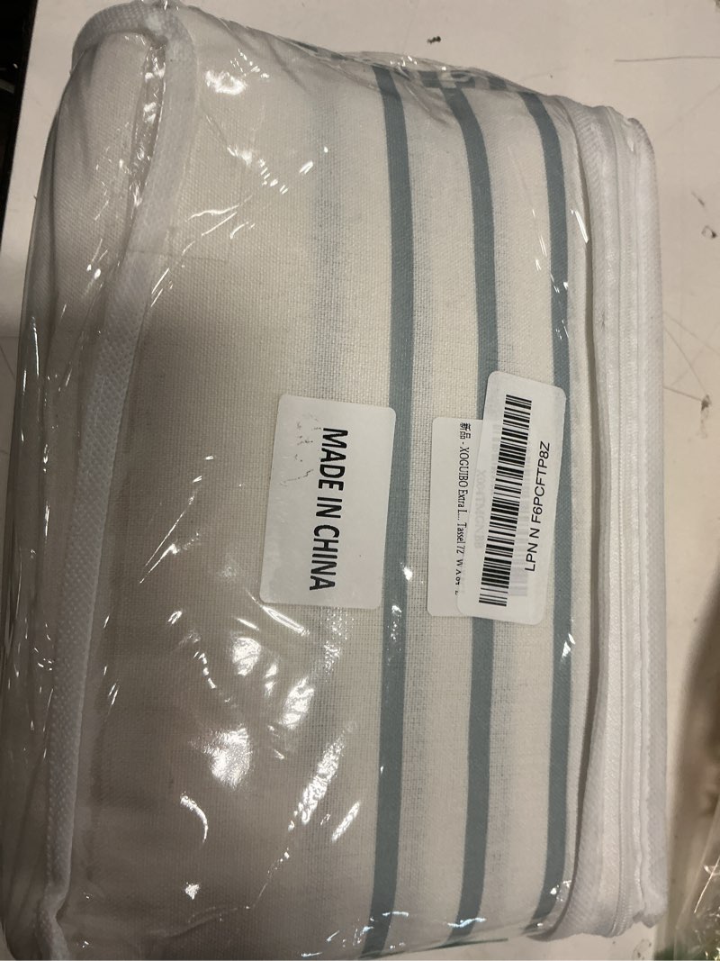 Condition photo showing New/Like New for extra long blue shower curtain cotton coastal ocean striped shower curtains for bathroom with tassel 72" w x 84" l light blue 72"w x 84"l