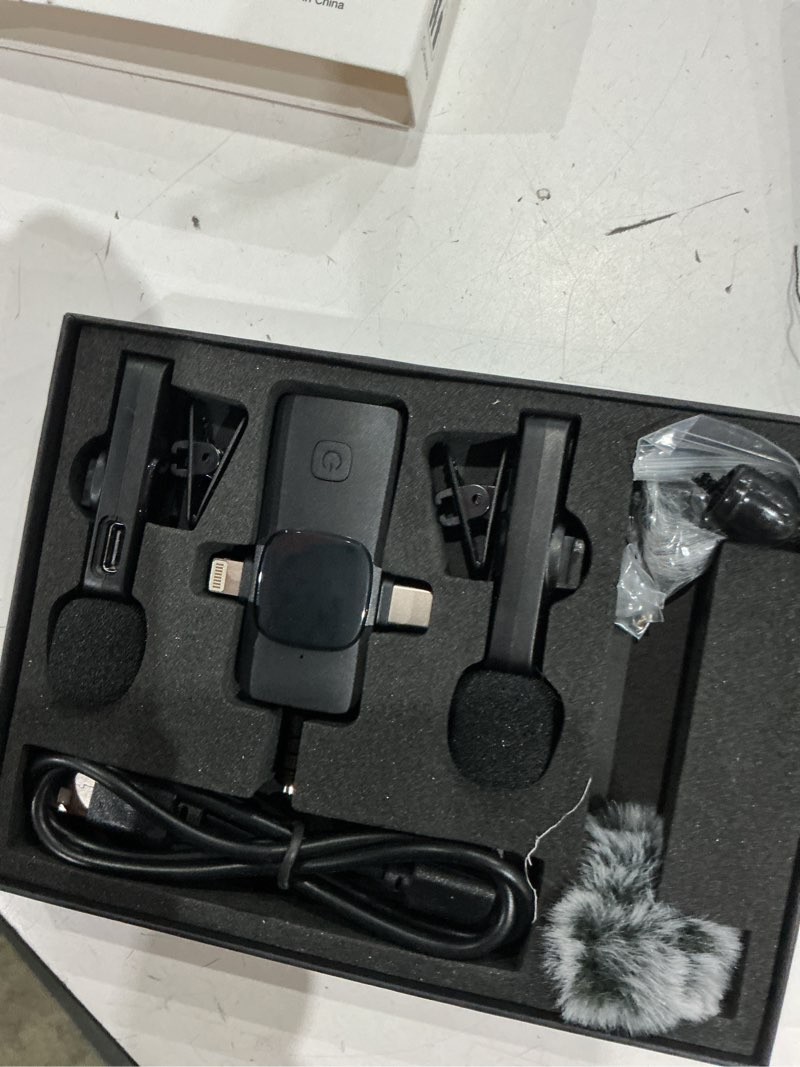 Condition photo showing Good Condition for pqrqp 3 in 1 professional wireless lavalier microphone for iphone/android/camera, wireless microphones, mini microphone, crystal clear sound quality for recording, live streaming, clips-elegant black