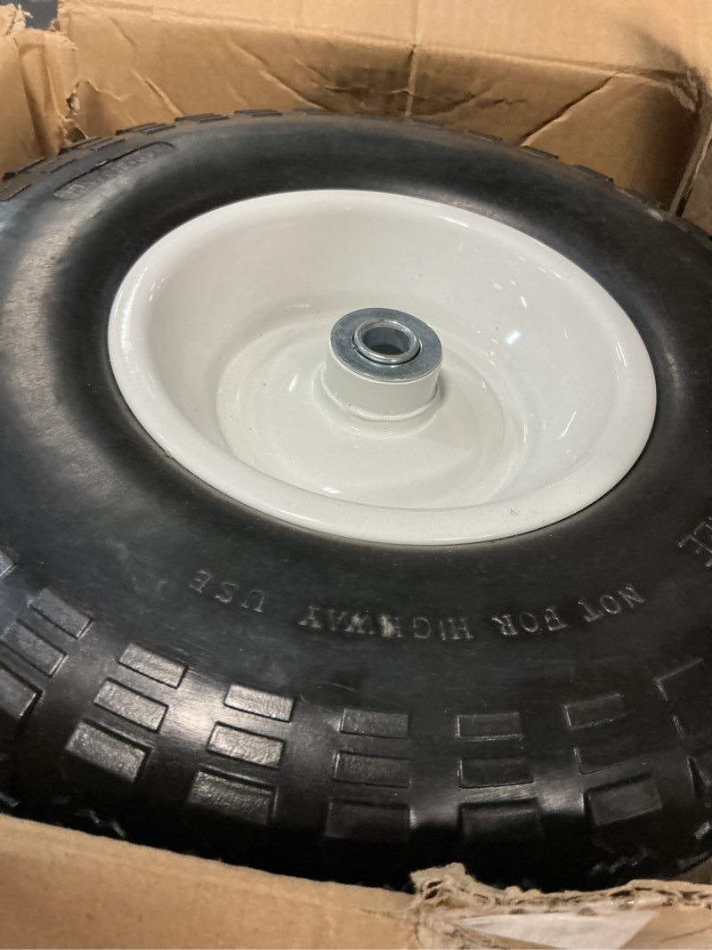 Condition photo showing Good Condition for taifa 4 pcs 13 inch solid flat free replacement tires and wheels 4.00-6 with 5/8'' bearing and 2.17'' offset hub, air less wheel for wheelbarrow/wagon/hand truck/trolley/garden scooter etc. 13x400-6pu-5/8'' bearing-4 pcs