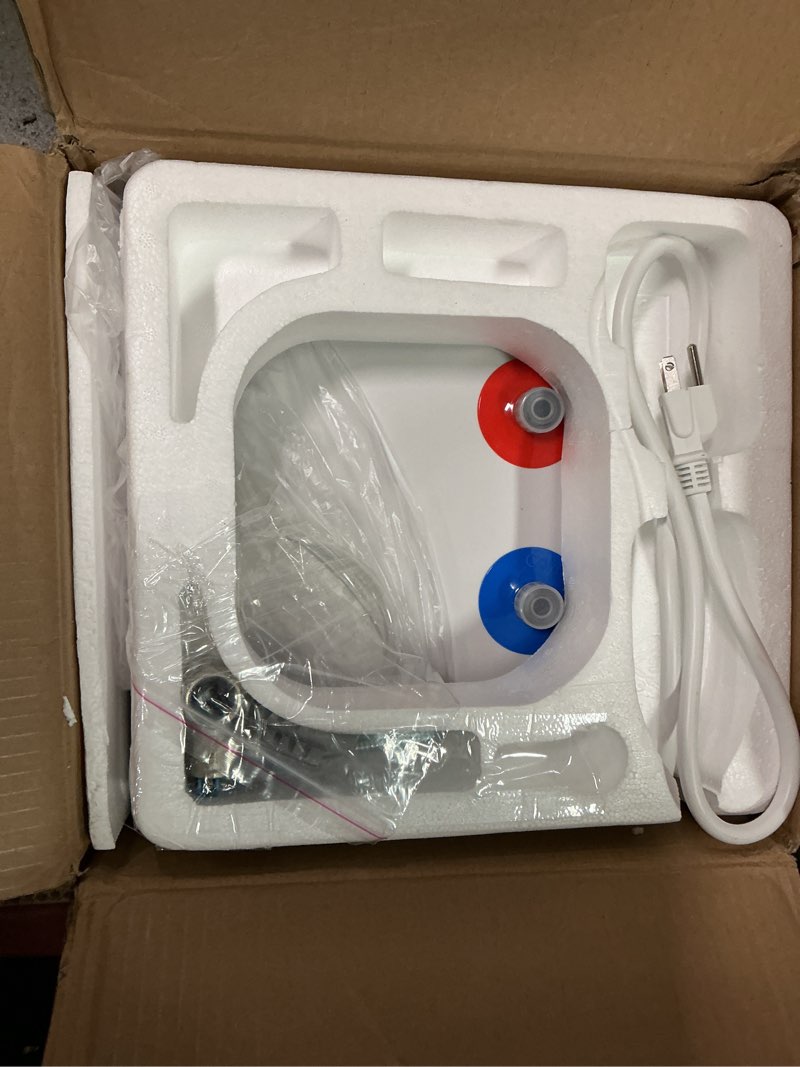 Condition photo showing Good Condition for 1.8 Gallon Electric Mini Tank Water Heater, 110V 1500W Point of Use On Demand Under Sink Instant Hot Water Heater for Home Kichen Bathroom 1.8 Gallons