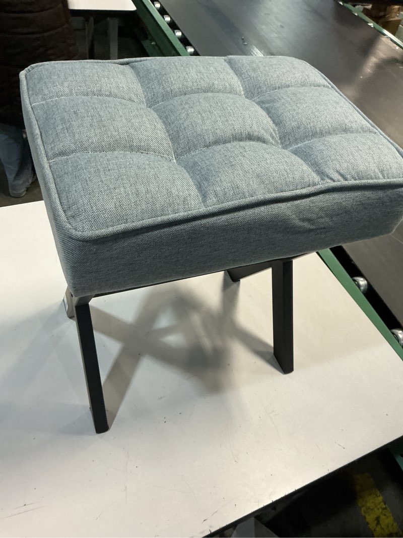 Condition photo showing Good Condition for IBUYKE Square Makeup Stool with X-Leg Foot Rest, Linen Footrest, Ottoman Seat, Multi-Use as Small Side Table, for Bedroom, Living Room, Blue Gray LG-70L 17.72"-Linen Blue Grey
