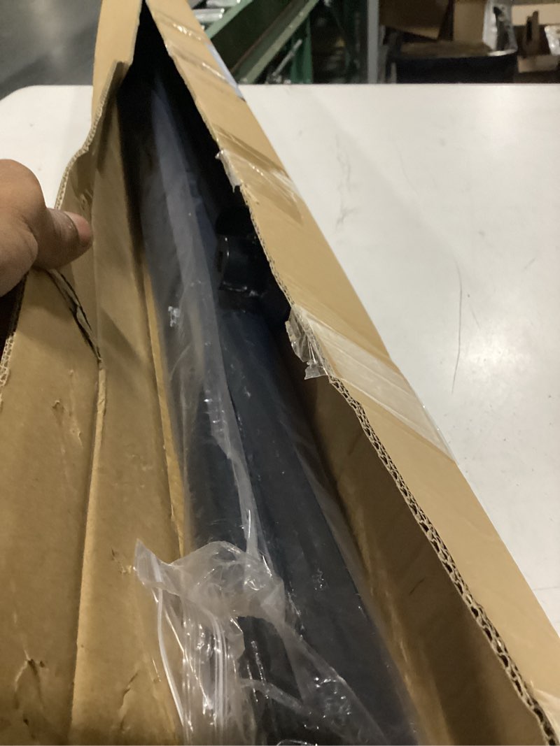 Condition photo showing As Is for tension shower curtain rod 51-86in(4.25-7.16ft), tension shower rod no drilling for bathroom or window closet, adjustable spring shower rod, easy to install never rust, rod diameter 1.26inch-black black 51''-86''