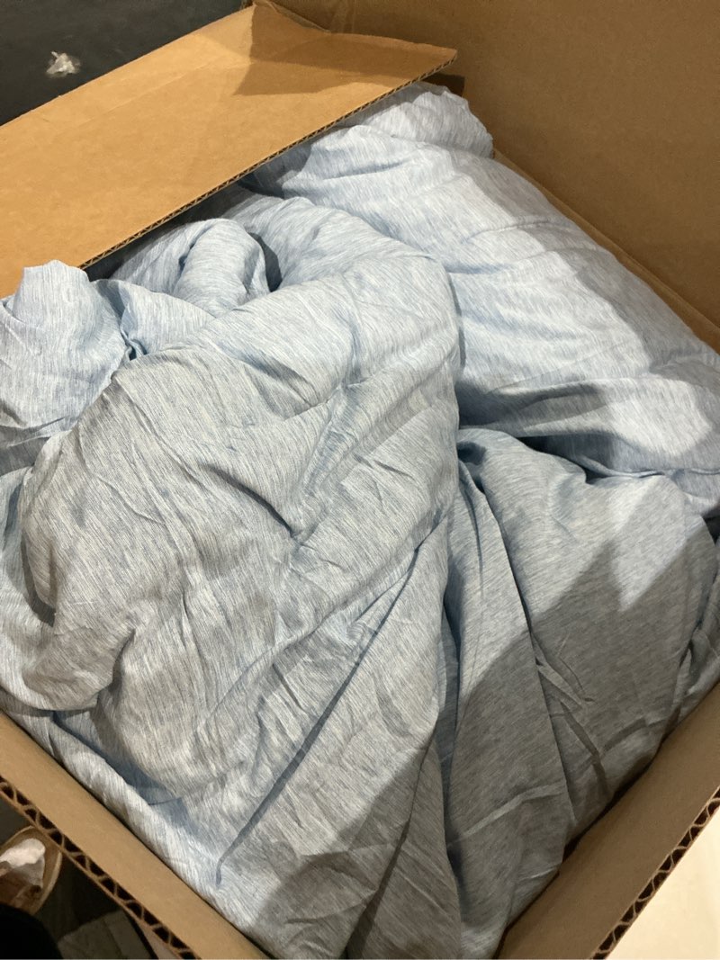 Condition photo showing As Is for cozylux king size comforter set - 3 pieces blue soft luxury cationic dyeing bedding comforter for all season, breathable lightweight fluffy bed set with 1 comforter and 2 pillow shams blue king