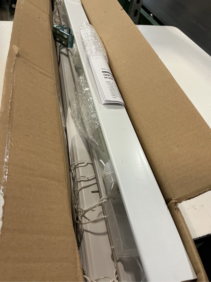 Condition photo showing Good Condition for project source premium 2-in slat width 35-in x 64-in cordless white vinyl room darkening horizontal blinds