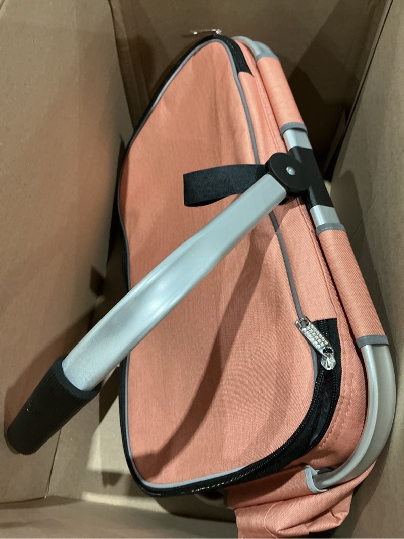 Condition photo showing As Is for liqing 35l large picnic basket 2 layers of internal pockets leak-proof and insulated ?folding with internal support for enhansed stability, wedding gifts for couple(salmon color)