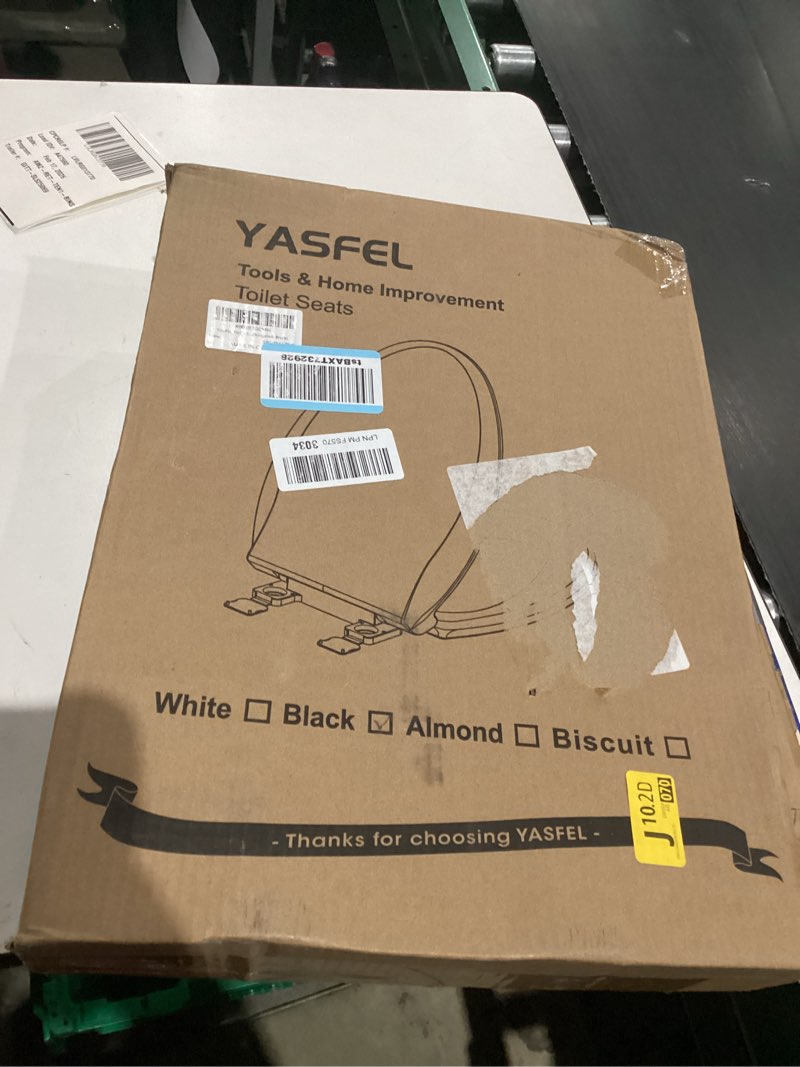 Condition photo showing As Is for YASFEL Standard Universal elongated Toilet Seat,Soft Close,Ergonomic Toilet Bowl Seat,Fits for Standard elongated with Thickened Plastic Lid (18.5'', Black) 18.5" Elongated Black