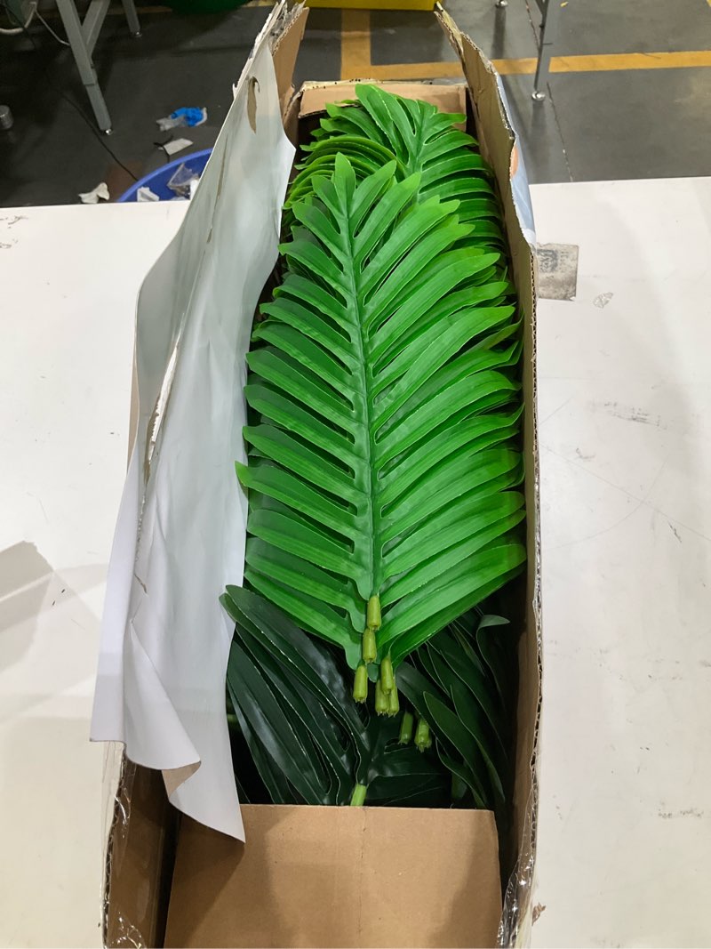 Condition photo showing Good Condition for 4ft 2pcs large artificial plants fake palm tree tropical palm leaves faux palm plants tall tree indoor real touch plastic monstera leaves for home garden outdoor office decor (4ft/125cm-2pcs)
