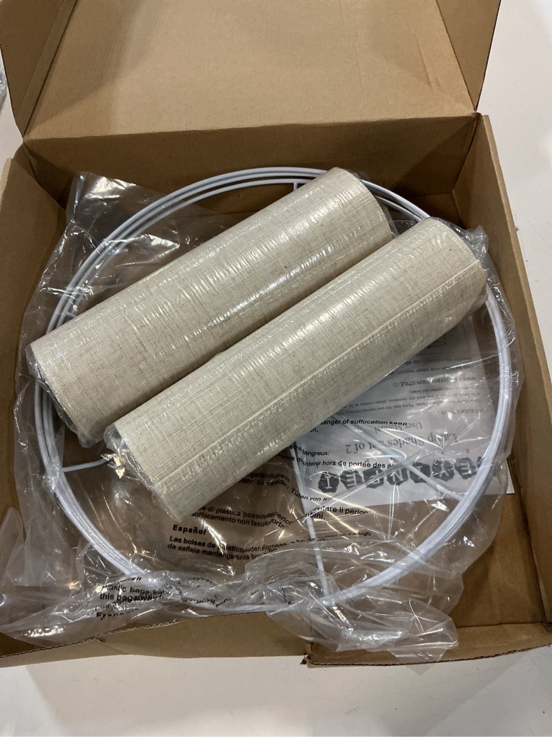 Condition photo showing Good Condition for large lamp shades set of 2, beige drum lampshades 13''top x 13'' bottom x 10'' high, replacement lamp shades natural linen hand crafted for table lamps floor lamps chandelier, assembly required