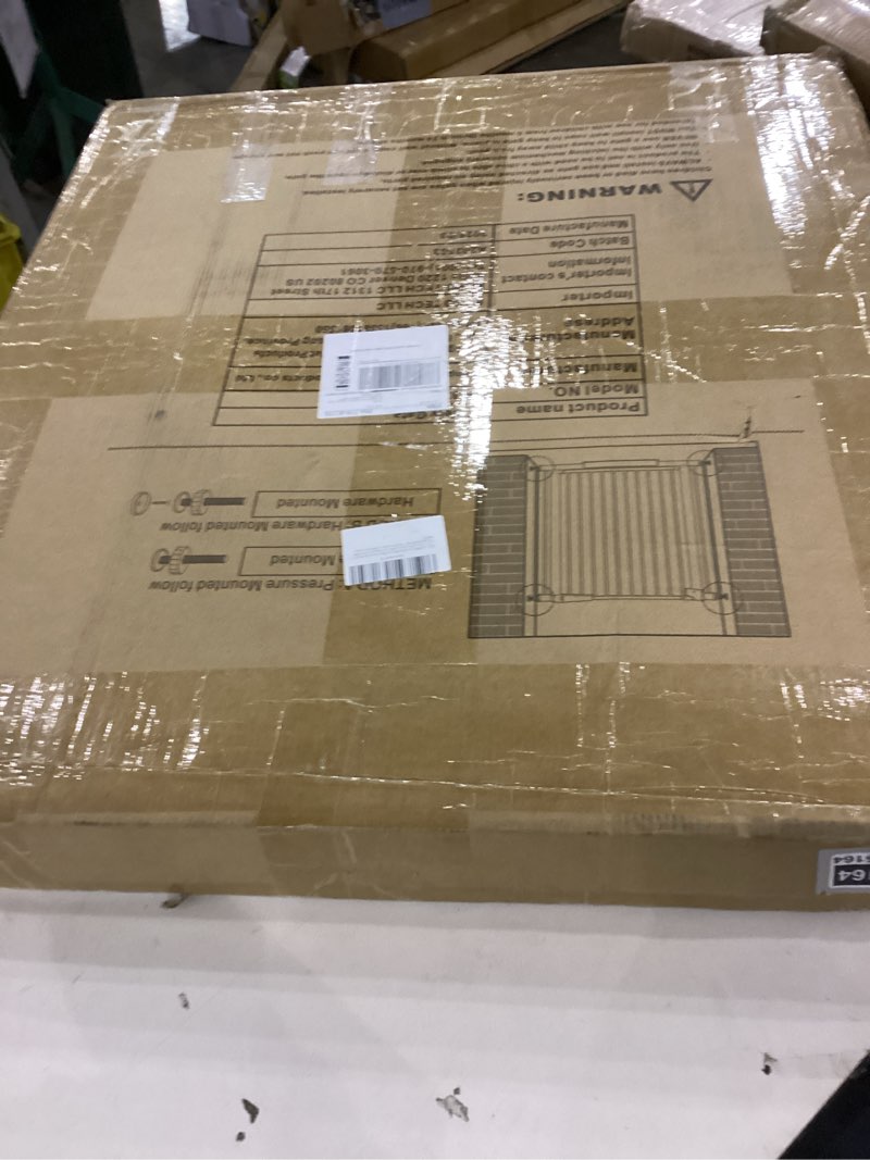 Condition photo showing New/Like New for DEARBB Extra Wide Baby Gate Ultra Narrow Spacing 30.11-77.36" Pressure Mounted Double Lock Swing Auto Close Walk Through Metal Safety Pet Gate for Stairs and House Doorway Kitchen White 61.61"-69.48"