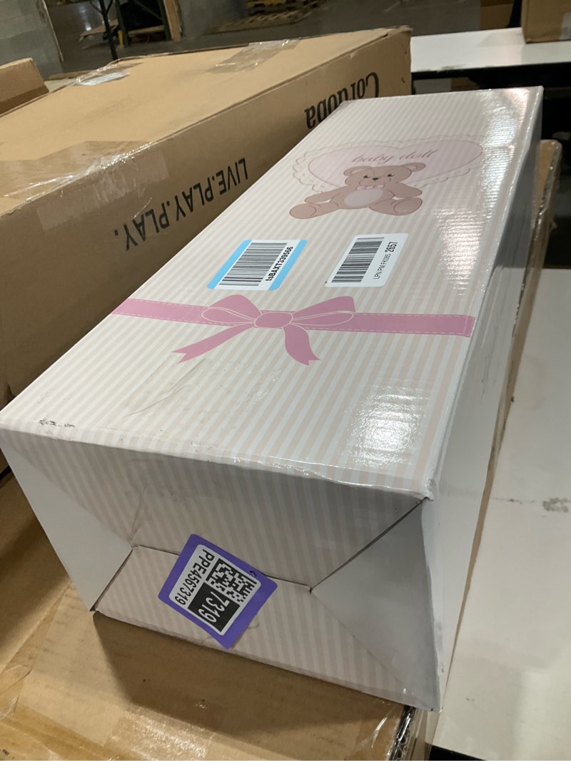 Condition photo showing As Is for iCradle 26 Inch Big Realistic Reborn Toddler Girl Doll Handmade Silicone Soft Vinyl limbs and cloth body Baby Doll That Look Real Lifelike Newborn Baby Dolls Toy Set for Kids Pippa 1