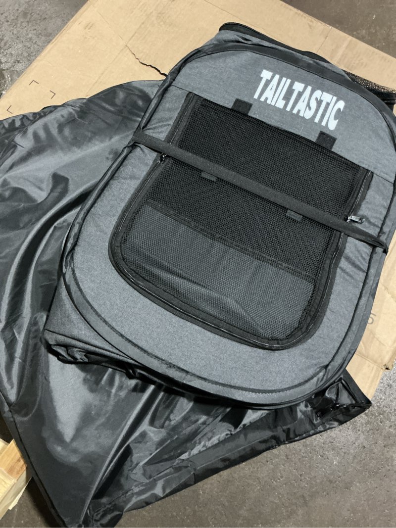 Condition photo showing Good Condition for large cat playpen for multiple cats, extra spacious pet tent playground, portable dog exercise pen with room for toys & bed, indoor/outdoor enclosure for 2-3 pets (dark grey, large) dark grey large