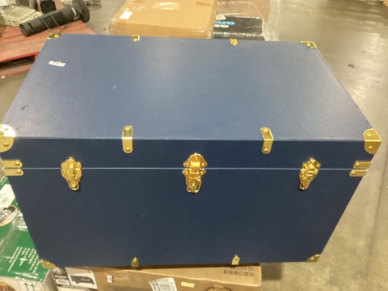 Condition photo showing As Is for incomplete missing top storage *west emory storage trunk navy