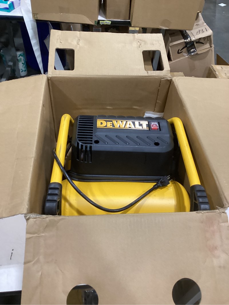 Condition photo showing As Is for dewalt air compressor for trim, 200-psi max, quiet operation (dwfp55130)