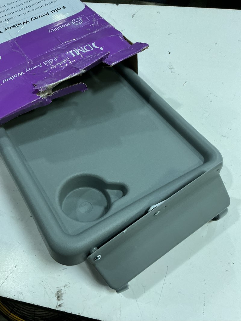 Condition photo showing Good Condition for dmi walker tray, rollator tray, mobility and walker accessory tray table fits most standard walkers, folding with two cup holders and tool free assembly, 16 x 11.8 inch gray 1 count (pack of 1)