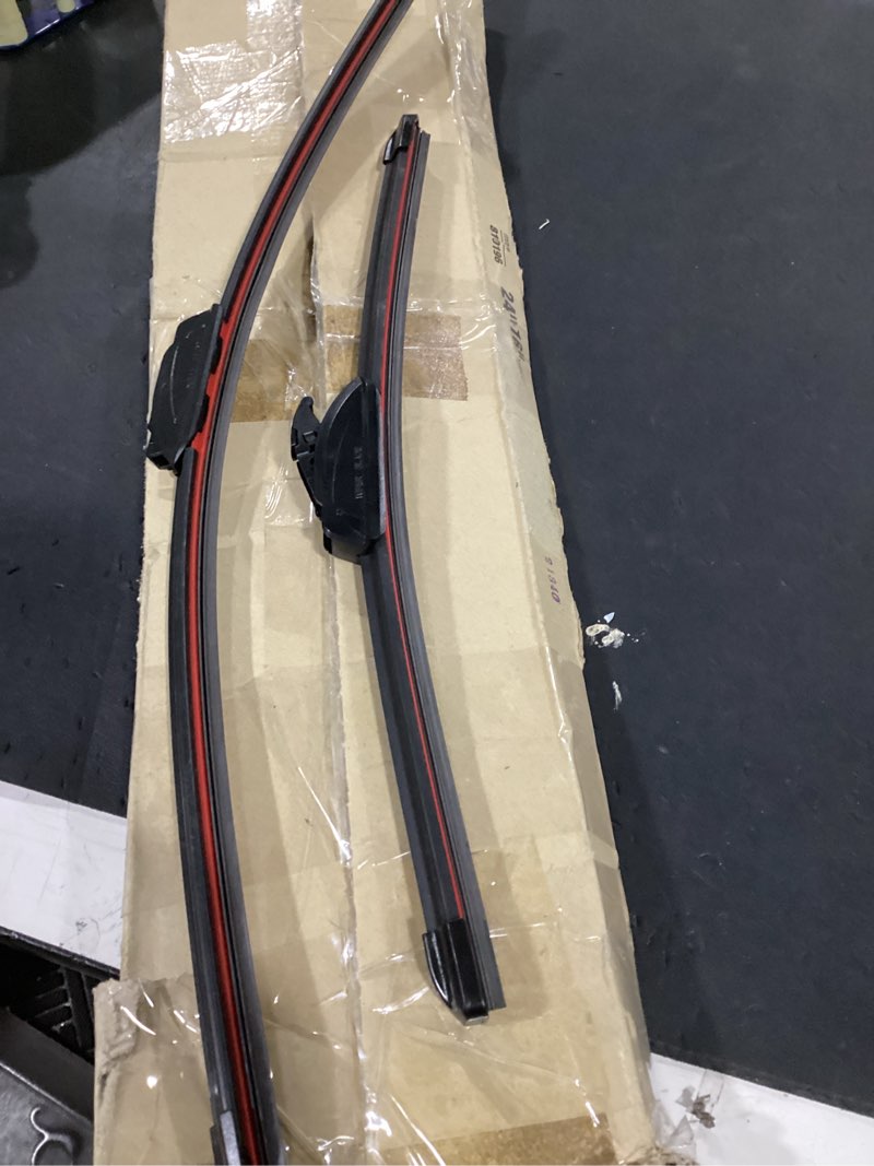 Condition photo showing As Is for rain-x 810196 repellency water repellent wiper blades, 24" & 16" windshield wipers, all weather streak-free for enhanced visibility w/ water repellency formula 24" and 16" latitude repellency