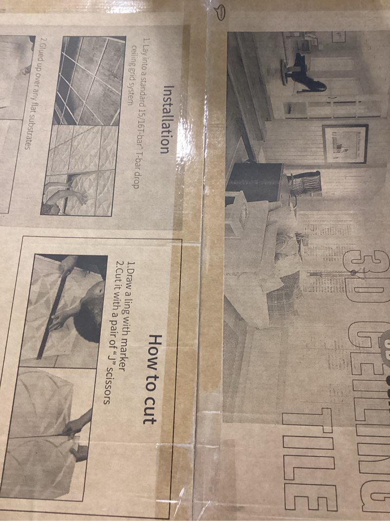 Condition photo showing New/Like New for art3d pvc ceiling tiles, 2'x2' plastic sheet in white (12-pack) 24"x24" white 1 12