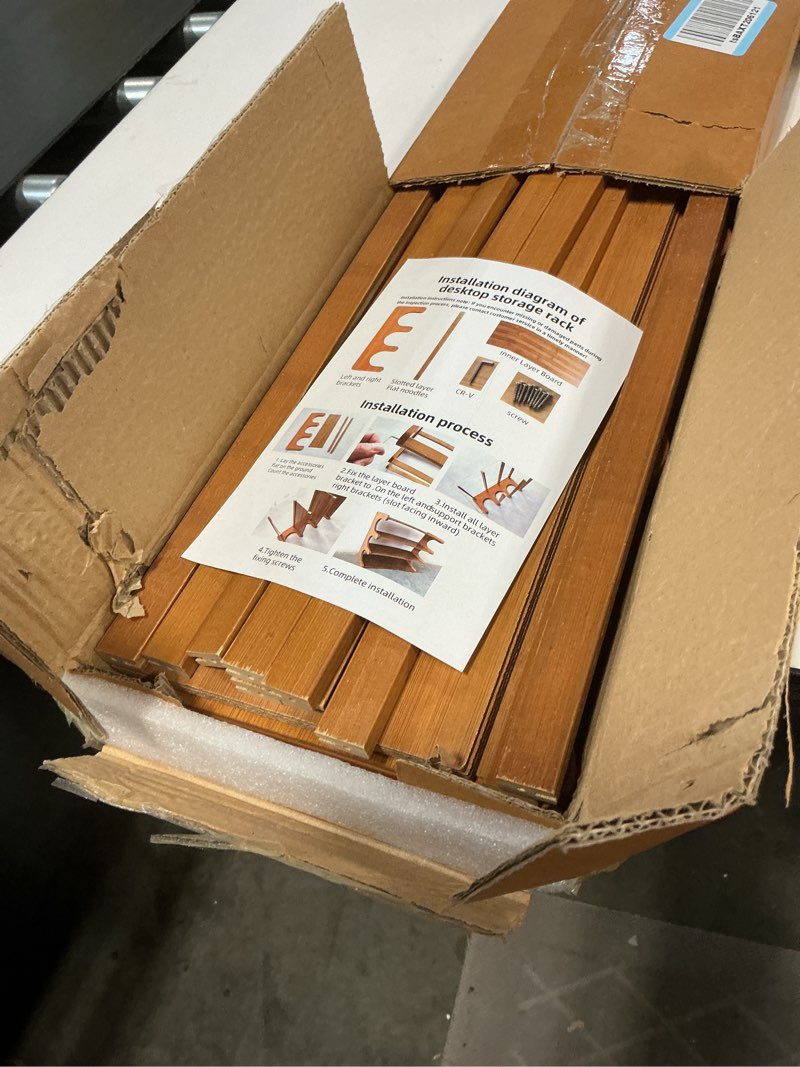 Condition photo showing Good Condition for Shoe Rack Bamboo Stackable Freestanding Wooden Shoe Storage Storage Rack Suitable for Narrow entryways,Closets,garages, and Dorm Rooms (Light Brown, 5 Tier (27.56 in)) Light Brown 5 Tier (27.56 in)