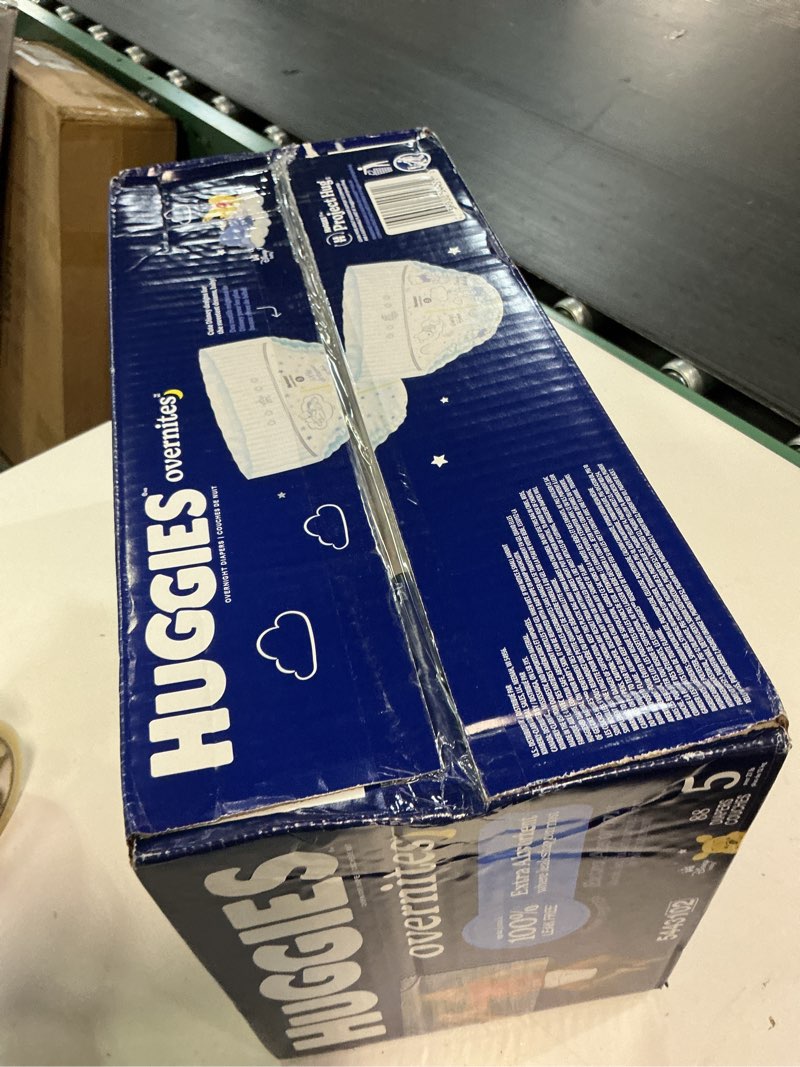 Condition photo showing New/Like New for huggies size 5 overnites baby diapers: overnight diapers, size 5 (27+ lbs), 88 ct, packaging may vary size 5 88